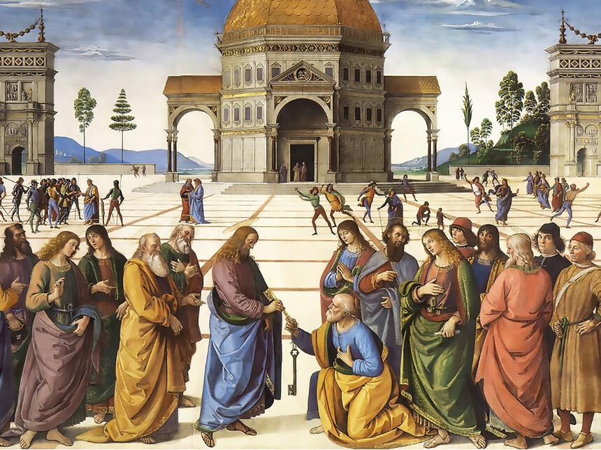 Dipinto: Pietro riceve le chiavi della Chiesa da Gesù